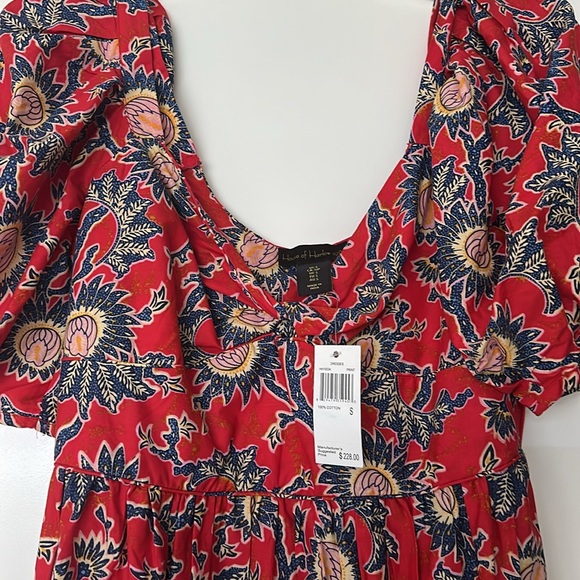 NWT House of Harlow 1960 Women’s Red Floral Midi Knot Tie Dress size S - Picture 2 of 4